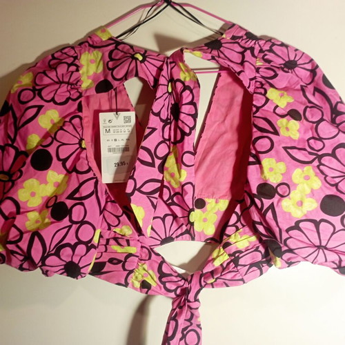 Zara top new with tags, pink and yellow, size M