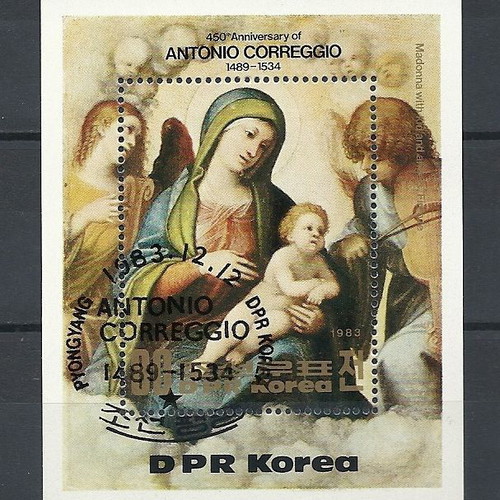 Φύλλο γραμματοσήμων 36 Korea 1983 'Antonio Correggio' μεταχειρισμένο
