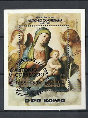 Φύλλο γραμματοσήμων 36 Korea 1983 'Antonio Correggio' μεταχειρισμένο
