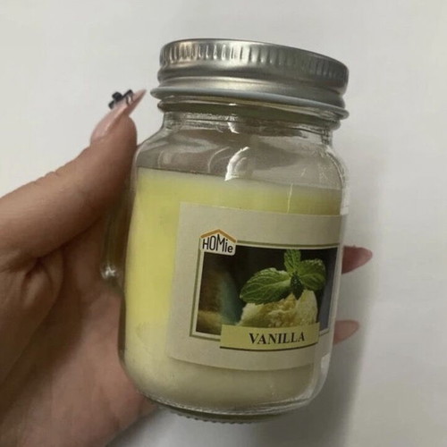 Vanilla scented candle in glass jar new