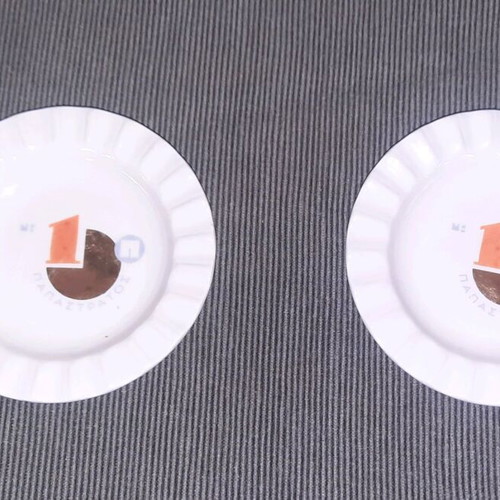 Ashtrays used (2) Papastratos Assos porcelain New Minoan Candia porcelain