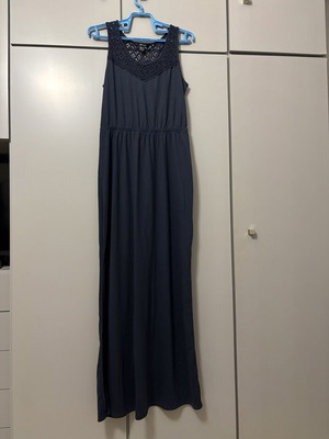 Long blue dress with lace, One Size