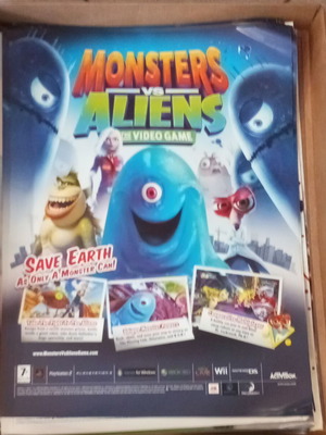 Monsters vs Aliens poster unused, size 58x41