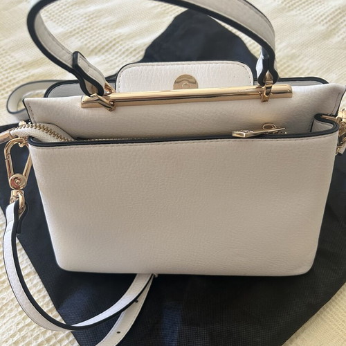 Dune London Shoulder Bag White Laser Cut Matte Leather Like New