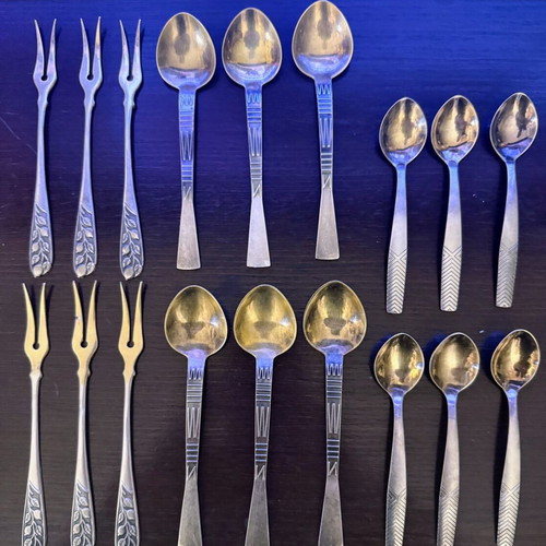 Museum collection of 18 gilded spoons and forks Soviet Union 1979 like new
