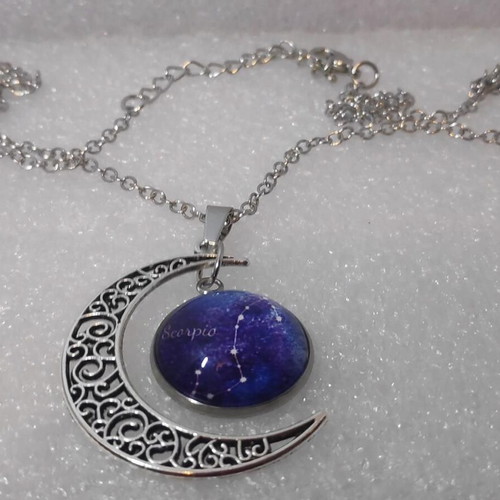 Scorpio Zodiac Pendant with Crescent Moon, like new