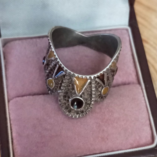 Silver 925 filigree ring with enamel like new size 55