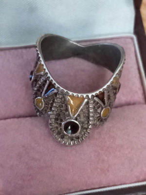Silver 925 filigree ring with enamel like new size 55