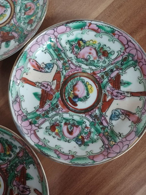 Κινέζικα πορσελάνινα πιατάκια μεταχειρισμένα, σετ 3, ζωγραφισμένα στο χέρι