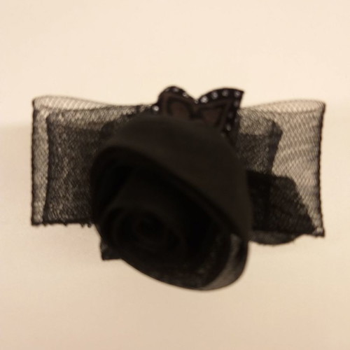 Hair scrunchy black rose with 1970s ribbon