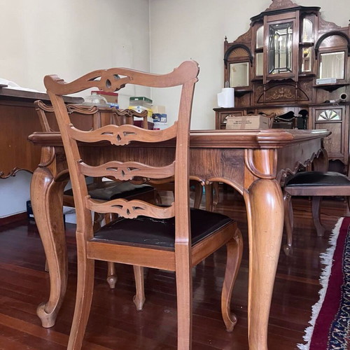 Neoclassical style dining set used with 6 solid wood chairs