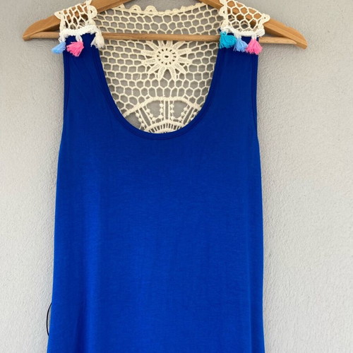 Blue long dress like new, size Small, viscose fabric