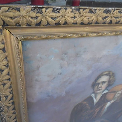 Large oil painting on canvas early 20th century with artist signature