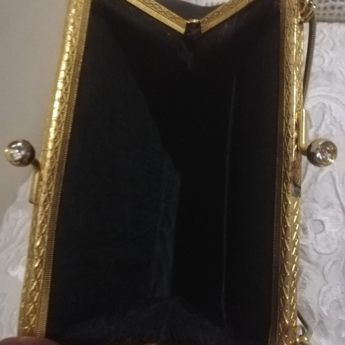 Τσάντα Vintage Clutch χειρός μαύρη σαν καινούργιο '50s με δαντέλα