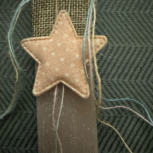 Easter candle flat light pink new with Pom Pom and fabric star