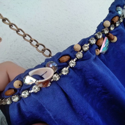 Women's dress used blue roua with beads and shells size Medium