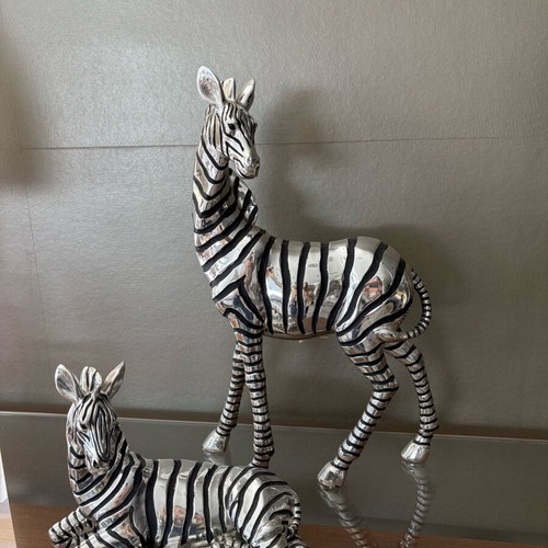 Decorative set with 2 porcelain zebras new