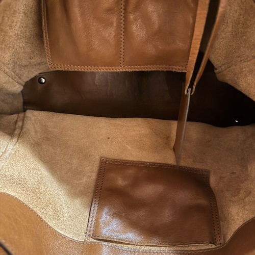 Balenciaga Paris leather tote shoulder bag, tan