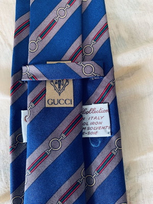 Gucci Accessory Collection vintage μεταξωτή γραβάτα, μπλε και γκρι