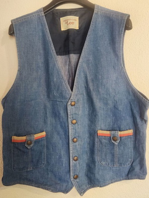Vintage Lee denim vest like new, size 46, colorful stripes