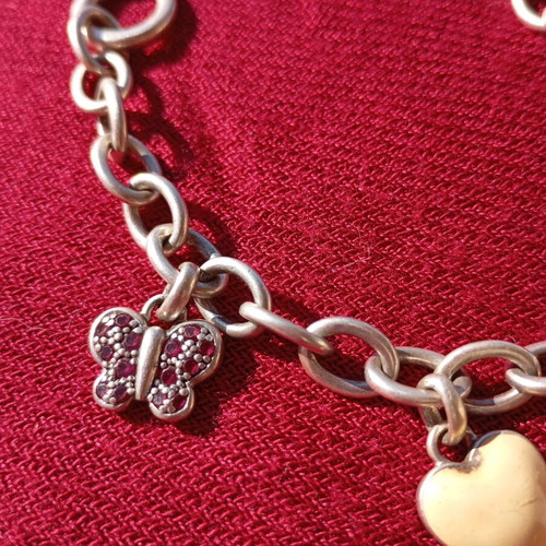 Folli Follie silver vintage bracelet like new with enamel and rubies