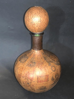 Vintage wine bottle used with Old World map design