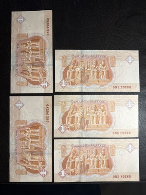 Egyptian 1 Pound Banknotes Set of 5, New