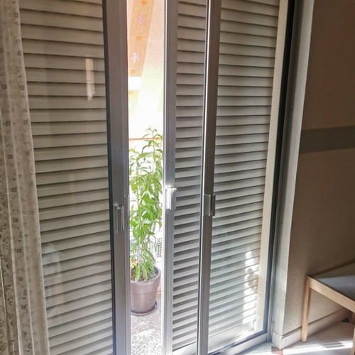 Sliding Aluminum Balcony Doors with Shutters, Double Glass, Like New