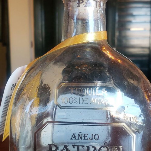 Empty bottles used with various liquor labels