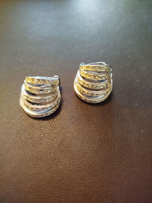 Επίχρυσα σκουλαρίκια Hoop με zircon σαν καινούργια