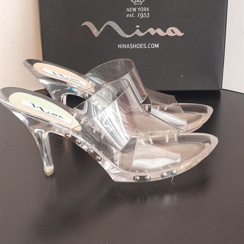 Mules Nak transparent plastic heel 10 cm size 39 like new