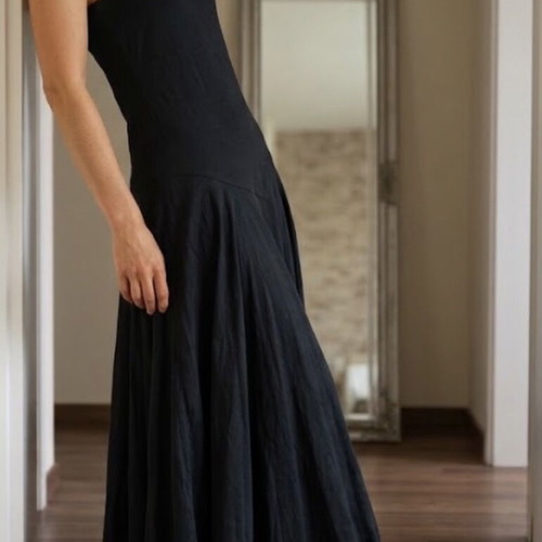 Zara High-End Lyocell Maxi Dress Black XS BNWT