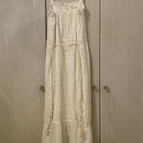 Long dress new, white, size M 38 10, cotton with viscose lining