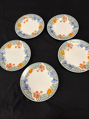 Vintage dessert plates set of 5 with rare aviation logo, 15.5cm, new