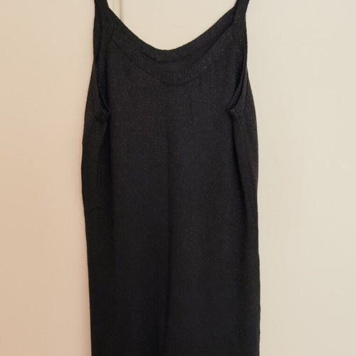 Julia Bergovich black sleeveless knit top with silver thread XL