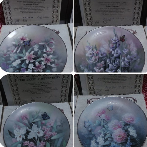 Bradex Decorative Plates 8 pcs Edwin M.Knowles "Jewels of the Flowers" new