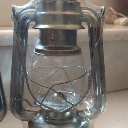 Λάμπες θυέλλης καινούργιες, σετ 2, γυαλί και μέταλλο