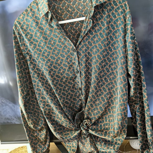 Shein green printed women's shirt