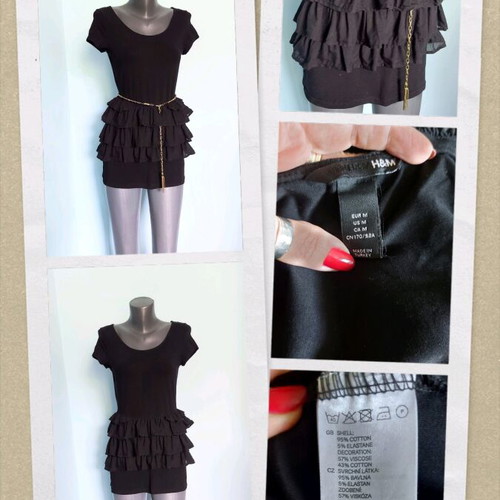 H&M Black Ruffled Dress like new, tunic style, sizes M to 2XL