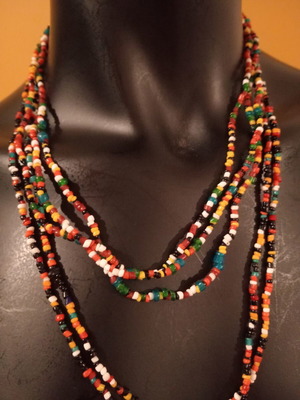 Set of 2 long colorful beaded necklaces like new, early 2000s