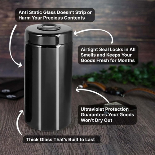 Bonjume Glass Jar 500 ml with Hygrometer, UV Protection, Hermetic Lid