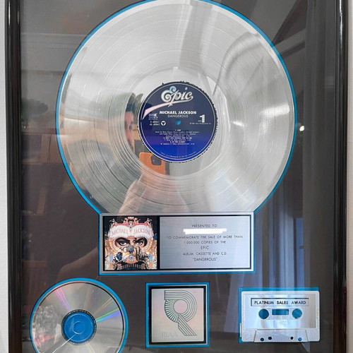 Michael Jackson Dangerous Original RIAA Platinum Record Award like new