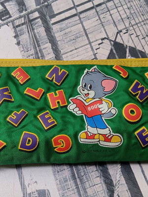 Vintage pencil case used with Tuffy design and alphabet letters