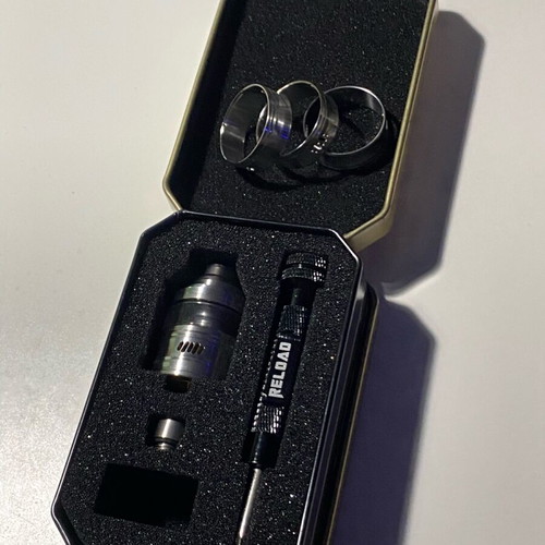 Reload S RTA used with airflow rings kit, missing large glass