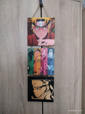 Naruto wall panel like new, three vertical parts, MDF 3 mm