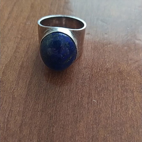Silver ring with blue agate like new, handmade