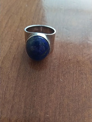 Silver ring with blue agate like new, handmade