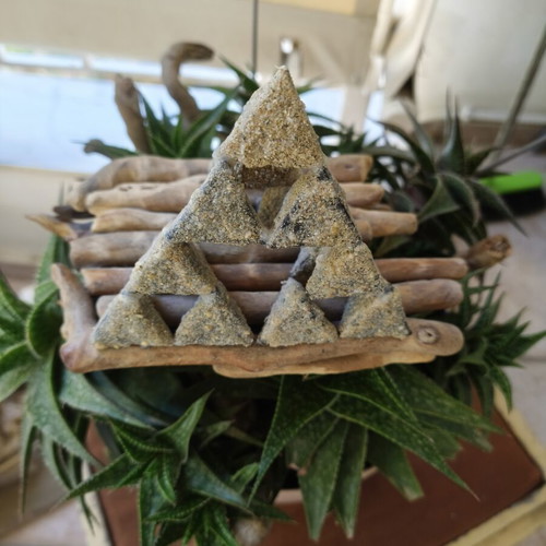 Sierpinski Pyramid new, wood and sand from Naxos beach