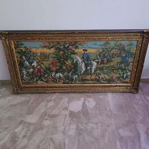 Hand-stitched embroidered painting used in frame 133x65
