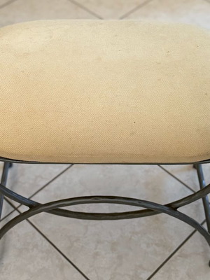Stool with metal frame and fabric used, beige seat